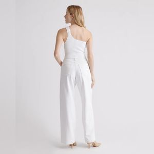 33% off NEW Quince Cropped One Shoulder Ribbed Knit Tank White Sz Xs